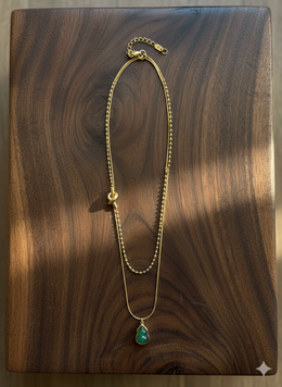 Green Pendant Layered Necklace 31032