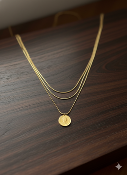 Layered Necklace with Coin Pendant 310034
