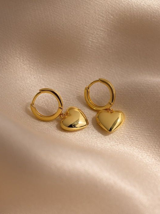 Puff Heart Charm Huggie Hoops 410004