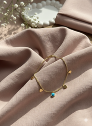 Gold Heart and Blue Charm Bracelet 210001